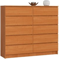 Kommode AKORD K140 Erle 138 cm 10 Schubladen B138 x H121 x T40 cm von AKORD