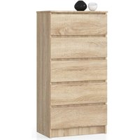 Kommode Akord K60 Sonoma-Eiche 60 cm 5 Schubladen B60 x H121 x T40 cm von AKORD