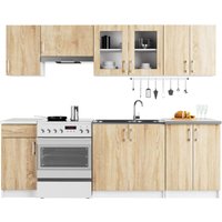 Küchenmöbel-Set LIMA 2.4m Modulares Weiß 240 cm 11 Türen 1 Schublade Front Sonoma Eiche B240xH203xT44,5 cm von AKORD