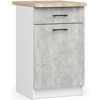 Küchenschrank Akord lima modular S50 Unterschrank mit Arbeitsplatte Weiß 50 cm Tür Schublade 2 Ebenen Front Beton B50 x H85 x T46 cm von AKORD