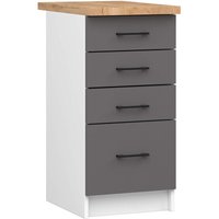 Küchenschrank Akord oliwia modular S40 Unterschrank mit Arbeitsplatte Weiß 40 cm 4 Schubladen Front Graphitgrau B40 x H85 x T46 cm von AKORD
