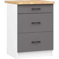 Küchenschrank Akord oliwia modular S60 Unterschrank mit Arbeitsplatte Weiß 60 cm 3 Schubladen Front Graphitgrau B60 x H85 x T46 cm Küchenschrank Akord oliwia modular S60 Unterschrank mit Arbeitsplatte Weiß 60 cm 3 Schubladen Front Graphitgrau B60 x H85 x T46 cm von AKORD