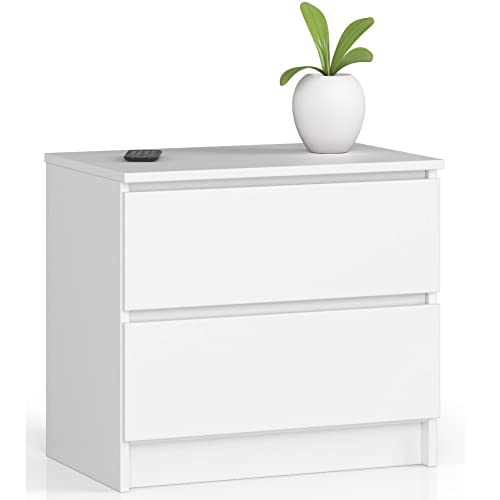 AKORD Kommode Set 2 Schubladen | Schreibtisch | ecktisch | Eck Schreibtisch für Home Office | Sideboard Mehrzweckschrank Schrank 60x55x40 (Weiß) Weiß von AKORD