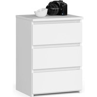 Nachttisch in minimalistischer Optik AKORD CL3 in der Farbe Weiß mit 3 Schubladen B40 x H57 x T35 cm von AKORD