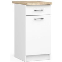 Niedriger Küchenschrank, Küchenschrank, 40 cm, modulares Oliwia, Weiß / Weiß 2 Regale 1 Schubladen 1 Türen1 von AKORD