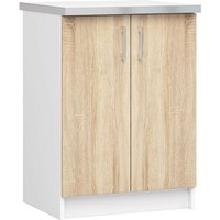 Niedriger Küchenschrank, Küchenschrank, 60 cm, S60, Weiß -White / Eiche Lima Sonoma 2 Regale 2 Türen1 von AKORD