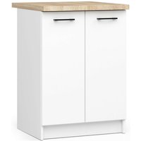 Niedriger Küchenschrank, Küchenschrank, 60 cm, S60, modularer weiß / weißer Oliwia 2 Regale 2 Türen1 von AKORD