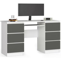 PC-Schreibtisch AKORD A11 in der Farbe Weiß mit 6 Schubladen Front Graphitgrau B135 x H77 x T50 cm PC-Schreibtisch AKORD A11 in der Farbe Weiß mit 6 Schubladen Front Graphitgrau B135 x H77 x T50 cm von AKORD