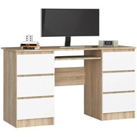 PC-Schreibtisch Akord A11 in der Farbe Sonoma-Eiche mit 6 Schubladen Front Weiß B135 x H77 x T50 cm PC-Schreibtisch Akord A11 in der Farbe Sonoma-Eiche mit 6 Schubladen Front Weiß B135 x H77 x T50 cm von AKORD