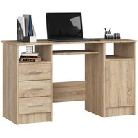 PC-Schreibtisch Akord ana in der Farbe Sonoma-Eiche mit 3 Schubladen und 5 Ablagen B124 x H74 x T52 cm von AKORD