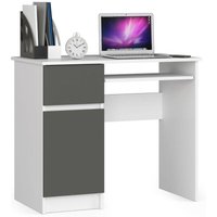 PC-Schreibtisch Akord piksel links in der Farbe Weiß Schublade Front Graphitgrau und 3 Ablagen B90 x H77 x T50 cm PC-Schreibtisch Akord piksel links in der Farbe Weiß Schublade Front Graphitgrau und 3 Ablagen B90 x H77 x T50 cm von AKORD