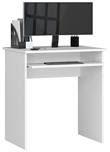 PC-Schreibtisch Star mit Tastaturablage | Office Desk | Computertisch | Bürotisch mit Tastaturablage | 2 Schubladen und 2 Türablagen, B68 x H74 x T51 cm, 20kg | Weiß von AKORD