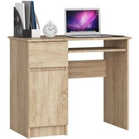 Piksel Schreibtisch Klein mit Schubladen | Office Desk | Computertisch | Bürotisch mit Tastaturablage | Schublade und Fach mit Tür | Holz Deko | B90 von AKORD