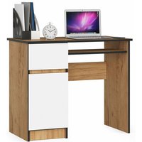 Piksel Schreibtisch Klein mit Schubladen | Office Desk | Computertisch | Bürotisch mit Tastaturablage | Schublade und Fach mit Tür | Holz Deko | B90 von AKORD