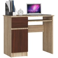 Piksel Schreibtisch Klein mit Schubladen | Office Desk | Computertisch | Bürotisch mit Tastaturablage | Schublade und Fach mit Tür | Holz Deko | B90 von AKORD