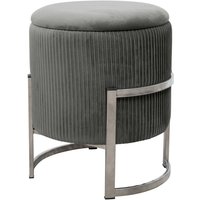Pouf AKORD PORTO aus Samtstoff mit Stauraum in Graphitgrau Durchmesser 40 cm Höhe 46 cm von AKORD