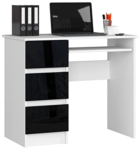 Schreibtisch A-6 mit Tastaturablage und 3 Schubladen Links- oder rechtsseitig, B90 x H77 x T50 cm, 30 kg von AKORD