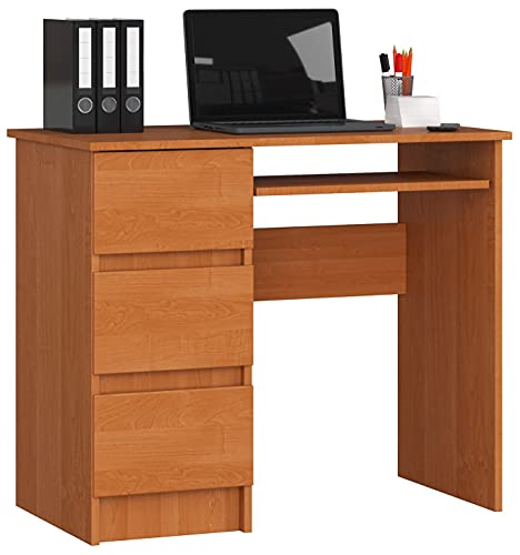 Schreibtisch A-6 mit Tastaturablage und 3 Schubladen Links- oder rechtsseitig, B90 x H77 x T50 cm, 30 kg von AKORD