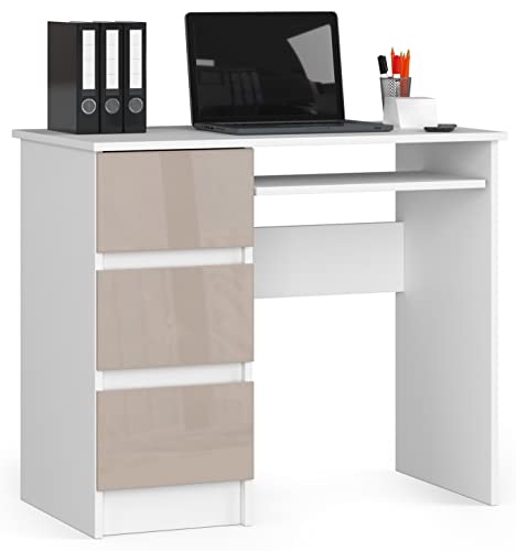 Schreibtisch A-6 mit Tastaturablage und 3 Schubladen Links- oder rechtsseitig, B90 x H77 x T50 cm, 30 kg von AKORD