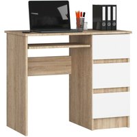 Schreibtisch A-6 mit Tastaturablage und 3 Schubladen links- oder rechtsseitig, B90 x H77 x T50 cm, 30 kg von AKORD