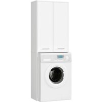 Waschmaschinenschrank AKORD FIN Badschrank Weiß 64 cm breit 2 Türen 4 Ebenen B64 x H180 x T30 cm von AKORD