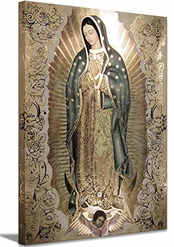 Großer, gerahmter Kunstdruck auf Leinwand, Motiv: Our Lady of Guadalupe, Jungfrau Maria Wandkunst, Jungfrau De Guadalupe Cuadros De La Virgen De Guadalupe, Poster, Kunstdruck, Skulptur, katholisch von AKOTAC