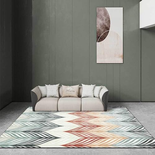 AKOYUML rutschfest Teppich Design Teppich Wohnzimmer Kurzflor Carpet Weicher Teppich für Schlafzimmer Esszimmer,Geometrisches kleines frisches Grau, Grün, Orange, Rot, Beige, Weiß,80 x 160 cm von AKOYUML