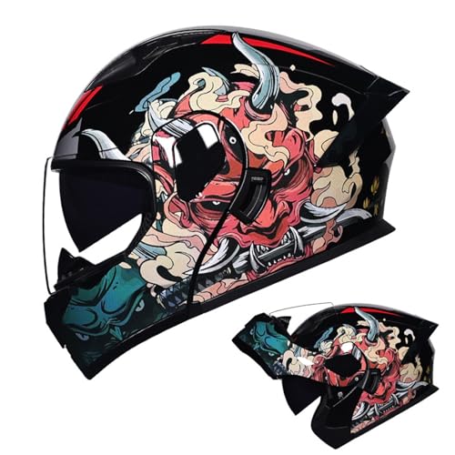 AKPHBKFG Klapphelm für Motorradfahrer mit Doppelvisier, Integralhelm mit integriertem Visier, ECE-Zulassung, für Erwachsene K,XL=59-60CM AKPHBKFG Klapphelm für Motorradfahrer mit Doppelvisier, Integralhelm mit integriertem Visier, ECE-Zulassung, für Erwachsene K,XL=59-60CM von AKPHBKFG