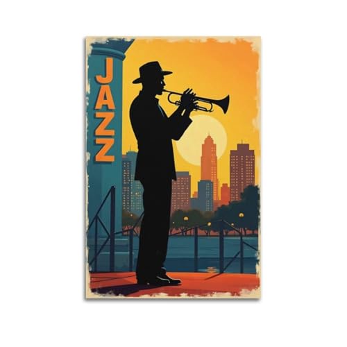 AKRHARWB Jazz-Poster, Wandkunst, Vintage, elegantes Poster, dekoratives Gemälde für Wohnzimmer, Schlafzimmer, ästhetisches Poster, 30 x 45 cm, ungerahmter Stil AKRHARWB Jazz-Poster, Wandkunst, Vintage, elegantes Poster, dekoratives Gemälde für Wohnzimmer, Schlafzimmer, ästhetisches Poster, 30 x 45 cm, ungerahmter Stil von AKRHARWB
