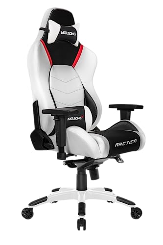 AKRacing Chair Master Premium Gaming Stuhl, PU-Kunstleder, Weiß/Schwarz/Rot, 5 Jahre Herstellergarantie von AKRacing