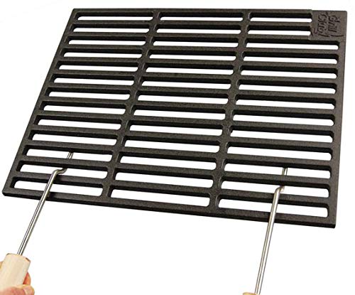 AKTIONA Gusseisen/schwere Qualität/emailliert/runde/eckige Grillroste viele Größen/Grill für Weber/Tepro u.a. Gasgrill Holzkohle (25,5 x 44,1 cm + 2 Griffe) von AKTIONA