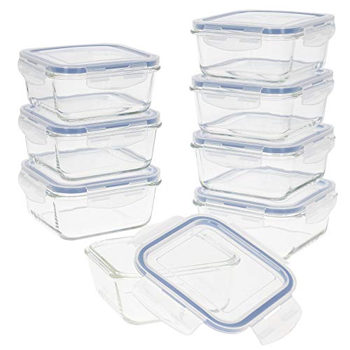 AKTIVE 49 Set 8 Frischhaltedosen, Glas, 15 x 15 x 7 cm, 700 ml, durchsichtig von AKTIVE