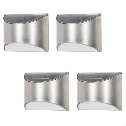 AKTIVE 4er Set LED Solar Wandleuchte, weißes Licht 5-10 Lumen, Edelstahl, Wandleuchte, wasserdicht IP44, Leuchtdauer bis zu 8 Stunden, Außenbeleuchtung für Terrasse und Balkon (61581) von AKTIVE