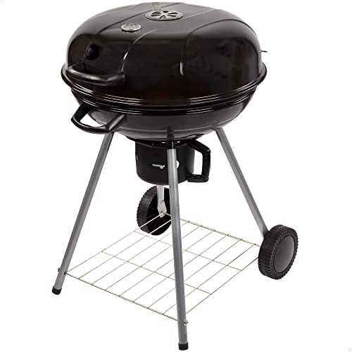 AKTIVE Tragbarer Holzkohlegrill mit Deckel, Ø57x86cm, Rund, Metall, Belüftungssystem, Aschebehälter, Temperaturregelung, 2 Räder, Einfacher Transport, Schnelle Montage, Holzkohlegrills (52803) von AKTIVE
