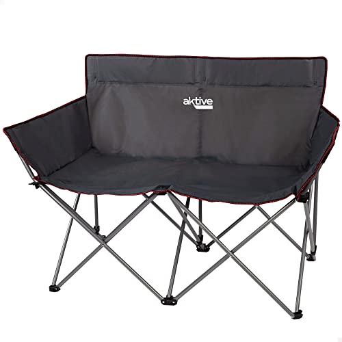 AKTIVE Doppel-Klappstuhl, Maße 107 x 63 x 88 cm, Kapazität 2 Personen – Maximales Gewicht 110 kg pro Person, Gestell aus Stahl, Hochstuhl: 47 cm, leicht, einfach zu Falten und zu transportieren von AKTIVE