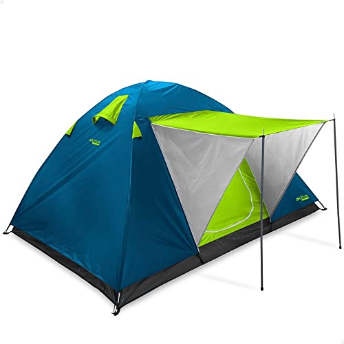 AKTIVE 52890 Zelt für 4 Personen, Doppeldach und Vorzelt, Maße: 240 x 210 x 130 cm, Regenschutz, Doppeltür mit Reißverschluss und Moskitonetz, Campingzelt von AKTIVE