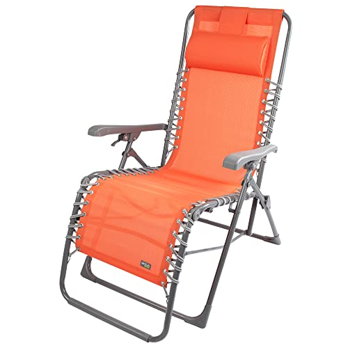 AKTIVE 61080 - Klappbarer Strandstuhl, kippsicher, maximale Tragkraft 150 kg, stabil und robust, neigbar, mit Positionseinstellung, Maße 52 x 73 x 106 cm, Textilene-Material, Klappstühle von AKTIVE
