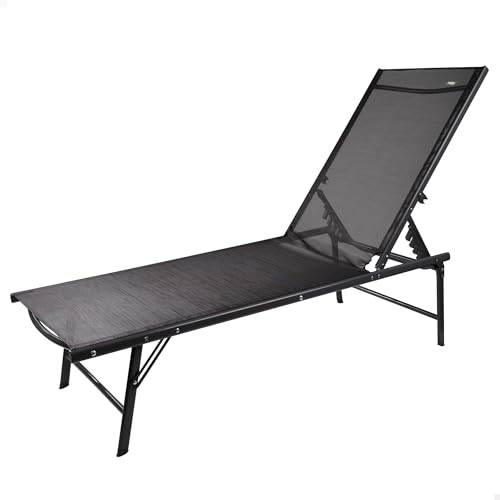 AKTIVE 61106 - Gartenliege für den Außenbereich, Grau, Design, klappbar und in 6 Positionen, Hängematten und Liegen, Material Textilene, maximale Tragkraft 120 kg, Maße 180 x 49 x 34,5 cm von AKTIVE