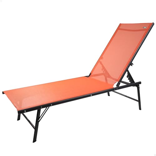 Aktive 61108 - Orangefarbene Gartenliege für den Außenbereich, klappbar und in 6 Positionen verstellbar, Textilmaterial, maximales Gewicht 110 kg. Maße 180x49x35cm, Hängematten und Liegen von AKTIVE