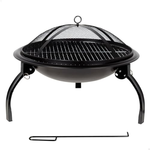 AKTIVE 61114, Feuerschale für den Außenbereich, tragbar, faltbar, mit Funkenschutz, Material Stahl, robust, Maße Ø 55 x 42 cm, Grill für den Außenbereich, Camping von AKTIVE