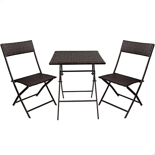 Aktive 61121 - Balcon-Set mit Tisch 60 x 60 x 72 cm mit 2 Stühlen Ratan von AKTIVE