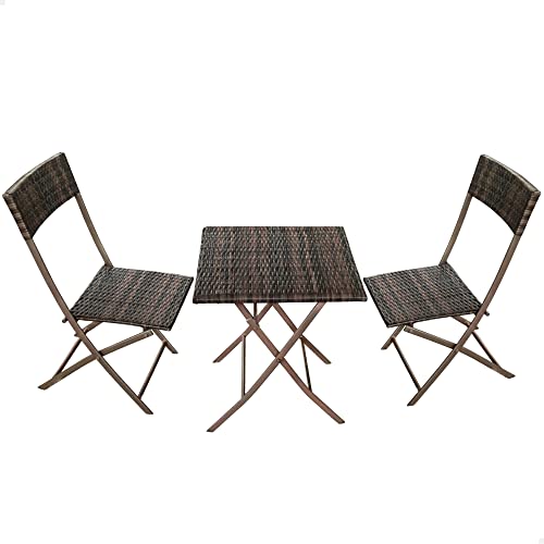 Aktive 61121 – Gartentisch- und Stuhlset für 2 Personen | Enthält Tisch 60x60x72 und zwei Stühle 47x83,5 | Leichter und bequemer kleiner Terrassentisch und Stühle | Innen- und Außenbereich von AKTIVE