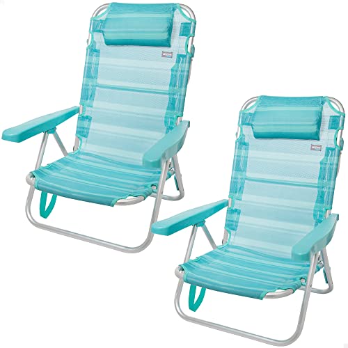 AKTIVE 62252 - Set mit 2 Stühlen, Aluminium, 5pos 60 x 47 x 83 cm, mit Kissen und Griff, Mediterrane von AKTIVE