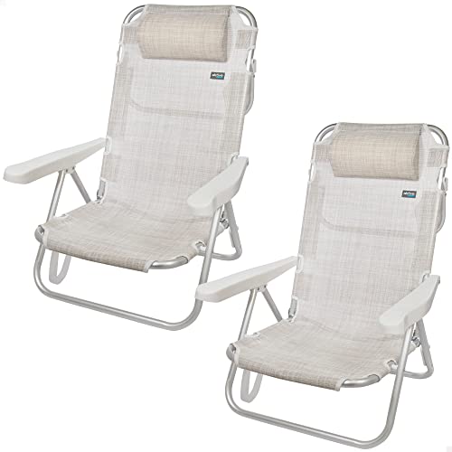 AKTIVE 62254 - Set mit 2 Stühlen, Aluminium, 5pos 60 x 47 x 83 cm, mit Kissen und Griff, Ibiza von AKTIVE