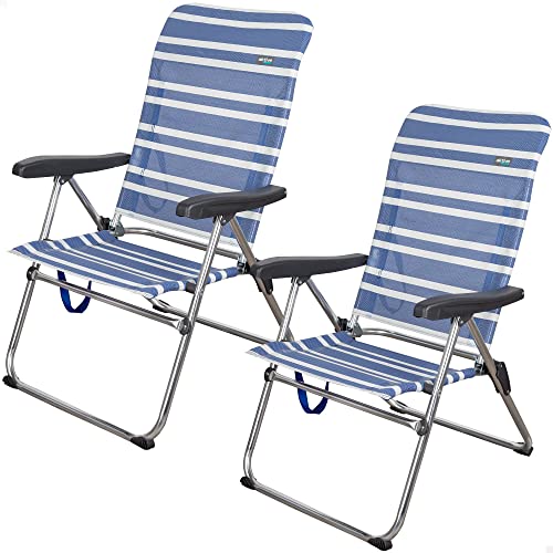 AKTIVE 62260-2er-Pack leichte Klappstühle für Strand, Garten, Terrasse oder Camping | Maße 47x63x93 cm | 5 Positionen, robust und widerstandsfähig | Inklusive Tragegriff von AKTIVE