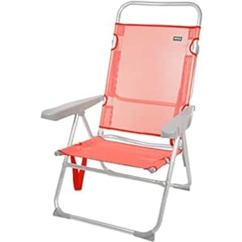 AKTIVE 62630 62630-Strandklappstuhl, Beach, 63 x 57 x 99 cm, Koralle, Liegestuhl, 5 Positionen, hoher Stuhl, Sitzhöhe 33 cm, Tragegriff, leichte Klappstühle, Aluminium Sonstiges, Flamingo X1 von AKTIVE