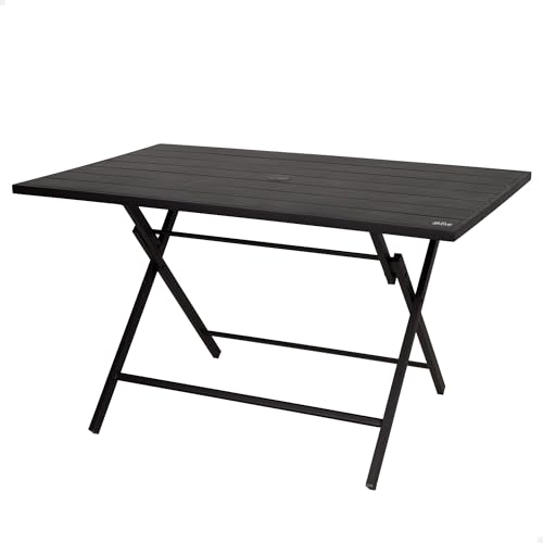 AKTIVE Garten-Klapptisch, 120 x 75 x 70 cm, schwarzer Stahl, robuster Stahl, Schirmloch (nicht im Lieferumfang enthalten), geeignet für 4 Personen, max. 30 kg, ideal für Außen und Innen, Gärten und von AKTIVE