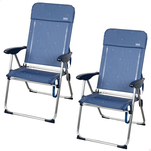 AKTIVE La Palma 85503 Strandstühle, zusammenklappbar, Aluminium und Textilen, Rückenlehne 4 Positionen, Tragkraft 110 kg, Tragegriffe, Blau, Modell La Palma AKTIVE La Palma 85503 Strandstühle, zusammenklappbar, Aluminium und Textilen, Rückenlehne 4 Positionen, Tragkraft 110 kg, Tragegriffe, Blau, Modell La Palma von AKTIVE