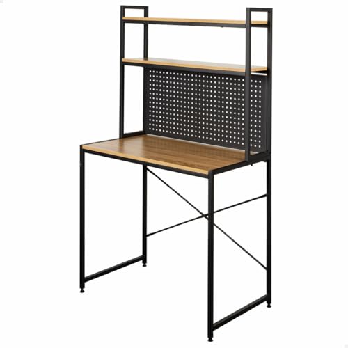 AKTIVE Max Home Schreibtisch mit Regalen, 84 x 50 x 148 cm, Holz und schwarzer Stahl, Stecktafel, Regale, Büro und Arbeitszimmer, Industrie-Stil, Nivellierbeine, stabil, Schreibtische (18440) von AKTIVE