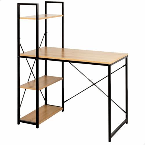 AKTIVE Max Home Schreibtisch mit Regalen, 120 x 64 x 120 cm, 3 Ablagen, Holzplatte, schwarzer Stahlrahmen, Büro & Arbeitszimmer, Industrie, Schreibtische (18420) von AKTIVE